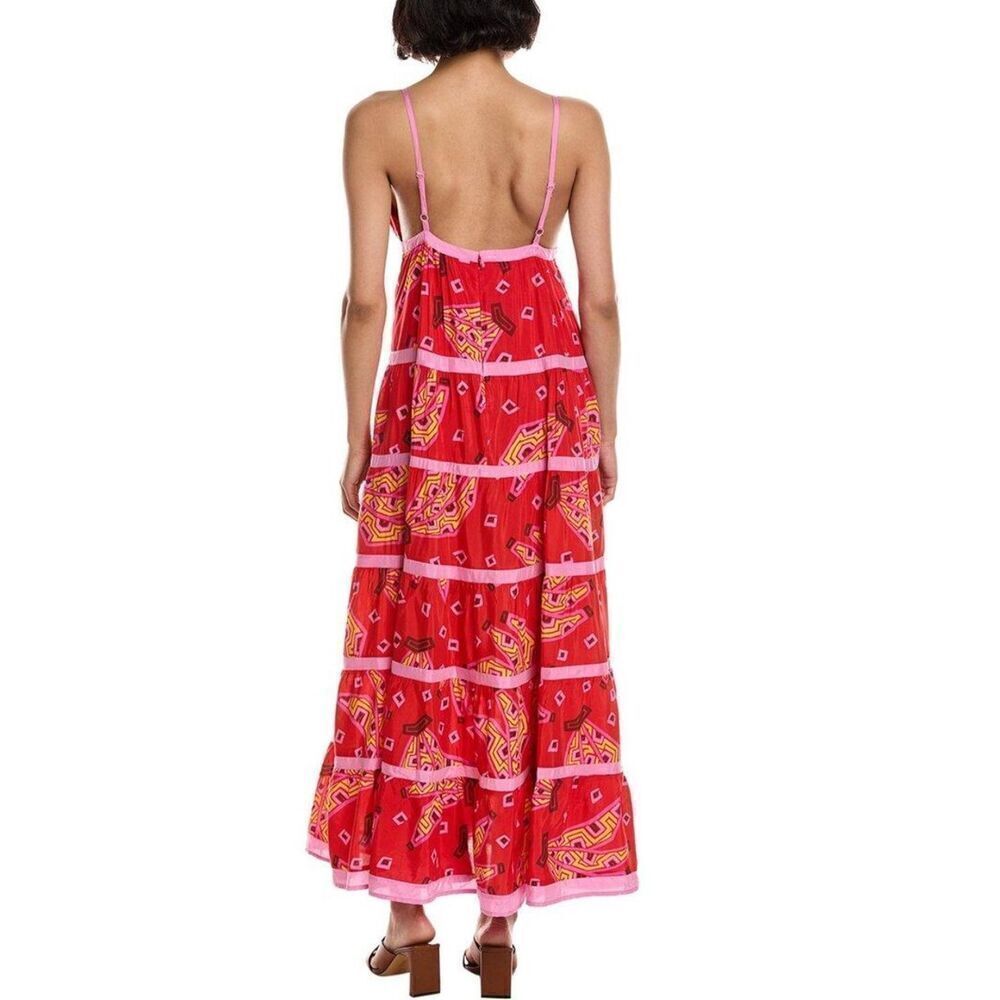 NWT FARM RIO RED TIKI BANANAS MAXI TIERED DRESS - Picture 3 of 11